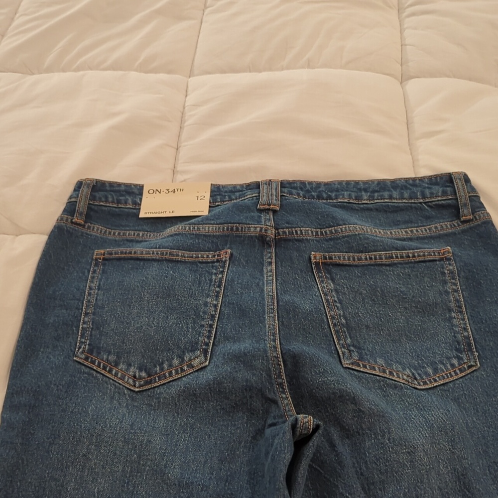 Women's On 34th high rise straight leg jean. Medium dark. Ntw - Picture 9 of 10